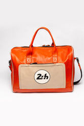 24H Le Mans Austin 48h orange ecru leather travel bag